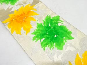 アンティーク　草花模様織り出し袋帯(材料)